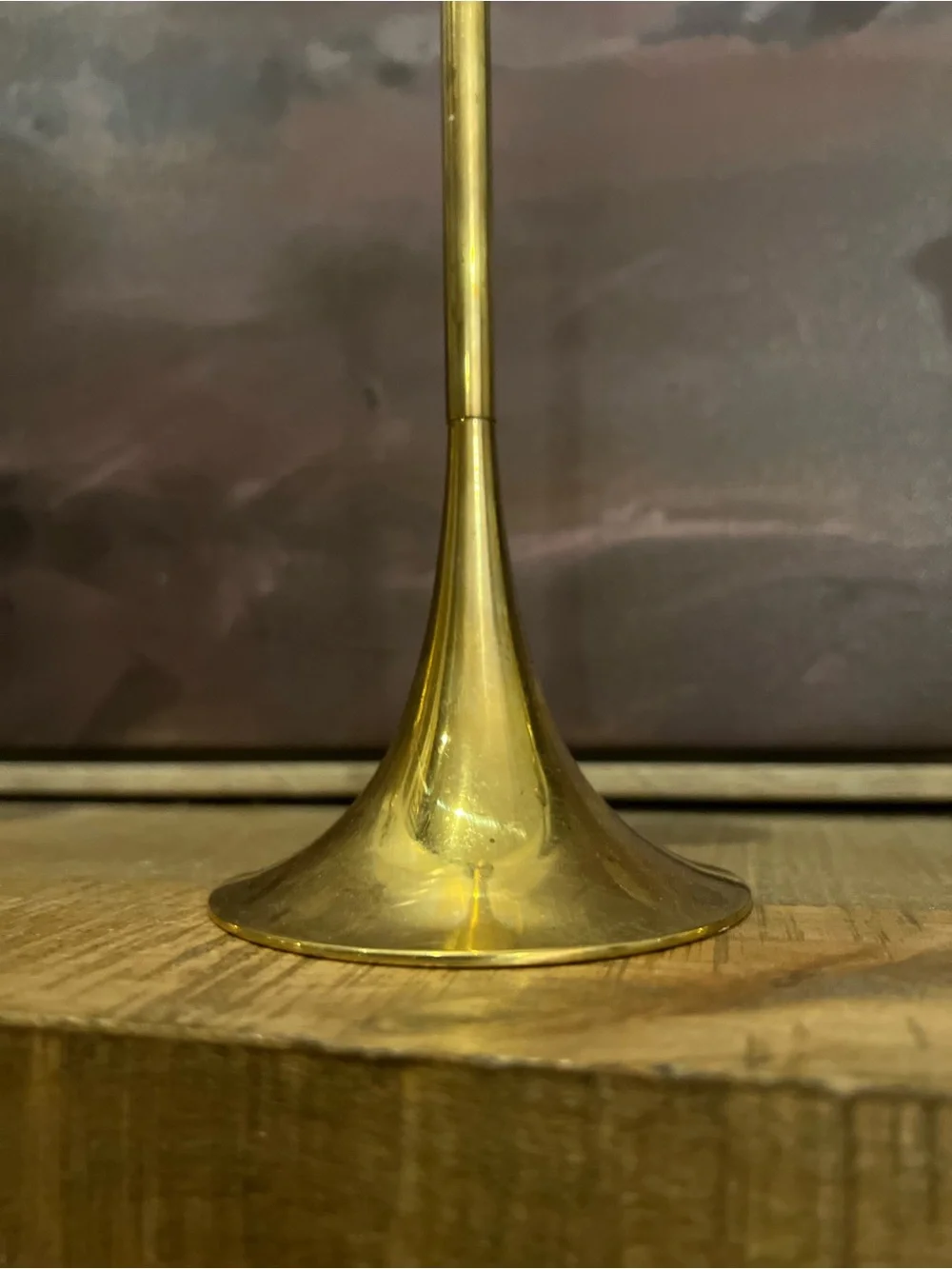 Vintage Silvestri Brass Bugle Horn Candlestick Holders Set of 3